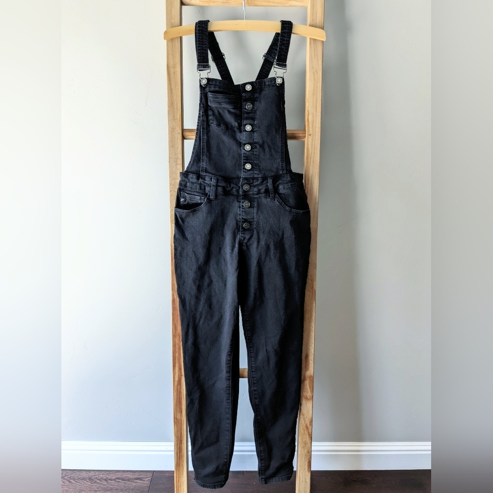 Black denim overalls
